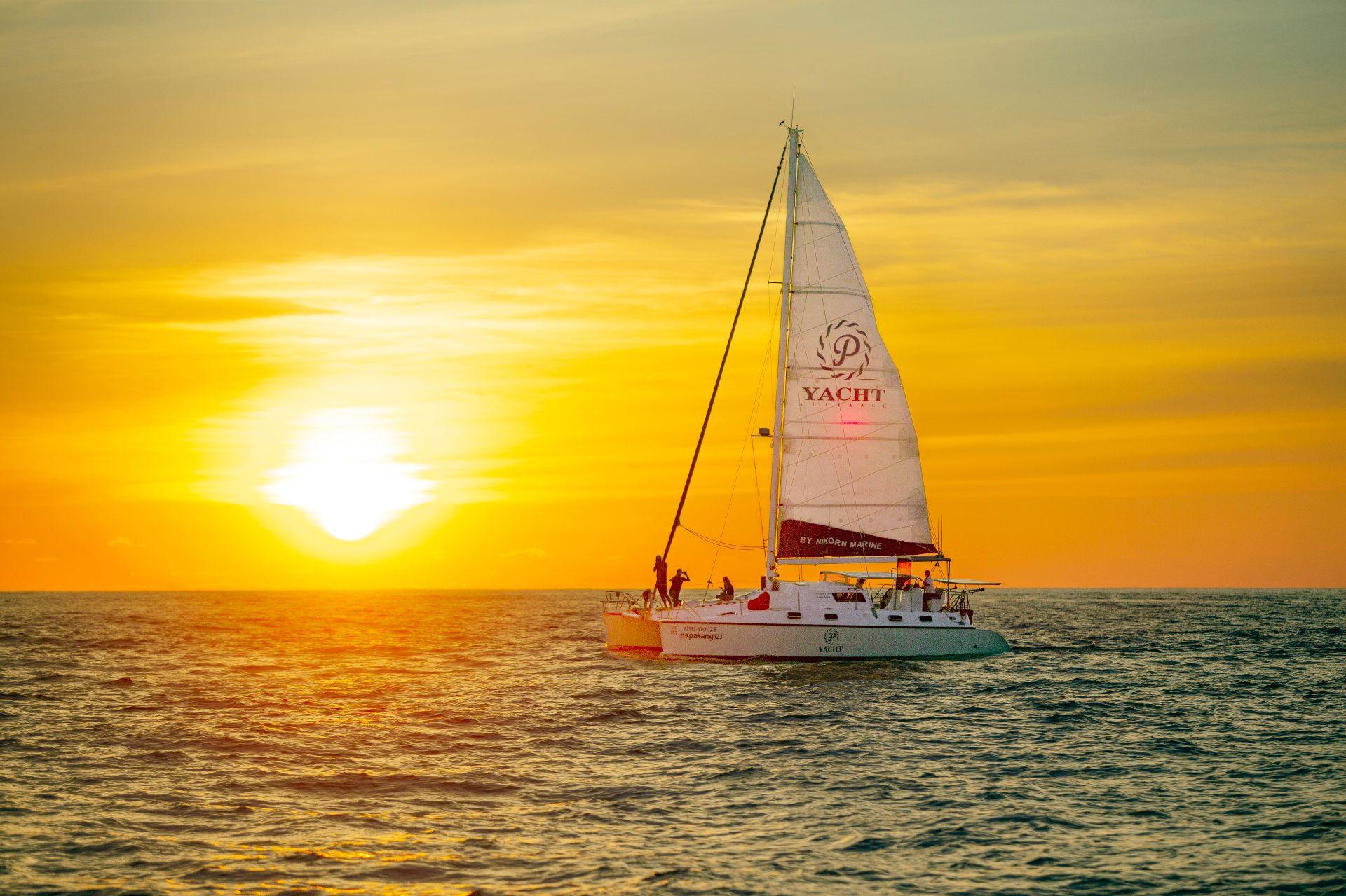 (NKP03) Kahung Beach + Sunset Promthep & Krating Cape by Sailing Catamaran 